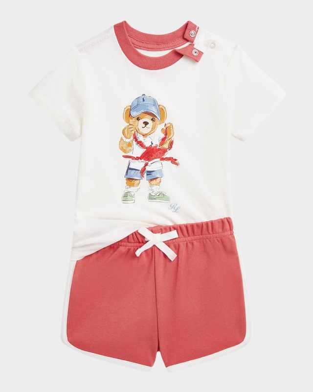 Boy's Two-Piece Polo Bear T-Shirt W/ Shorts, Size 3M-24